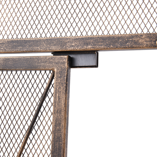 Smallbee Triple-Fold Iron Fireplace Screen Antique Copper Powder Coated – 127x13x81cm