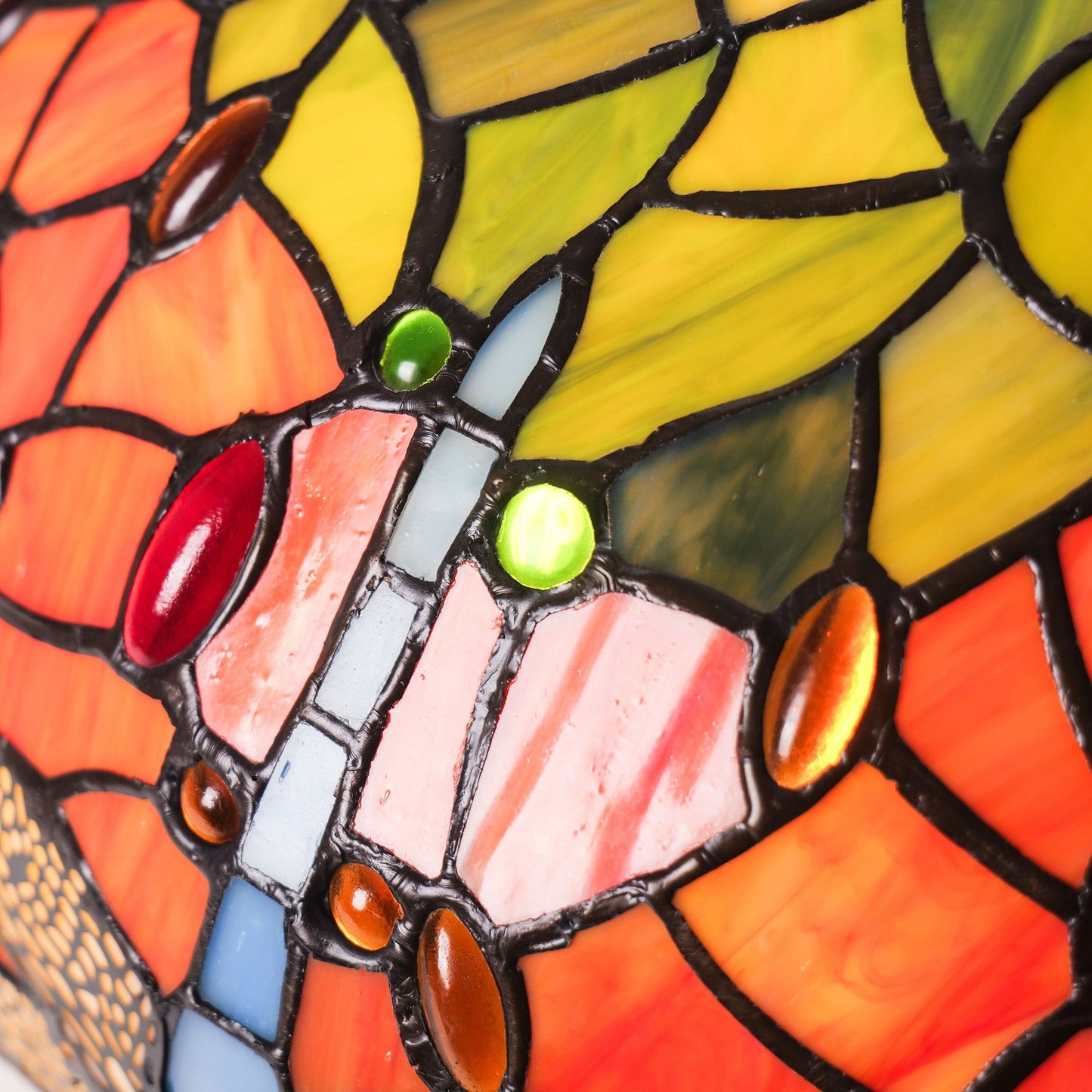 Lightsin Tiffany Table Lamp | Handcrafted Stained Glass Dragonfly Series Blue Dragonfly Lightsin UK 