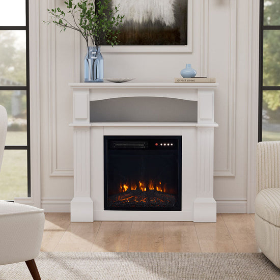 Smallbee Fireplace Cabinet with 18inch Electric Fire | Touchscreen-enabled, remote-controlled, timer-operated