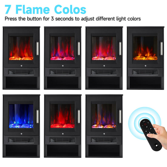 Smallbee 3-Sided Freestanding Electric Fireplace with Remote Control – Black, 900/1800W, Adjustable LED Flame & Temperature