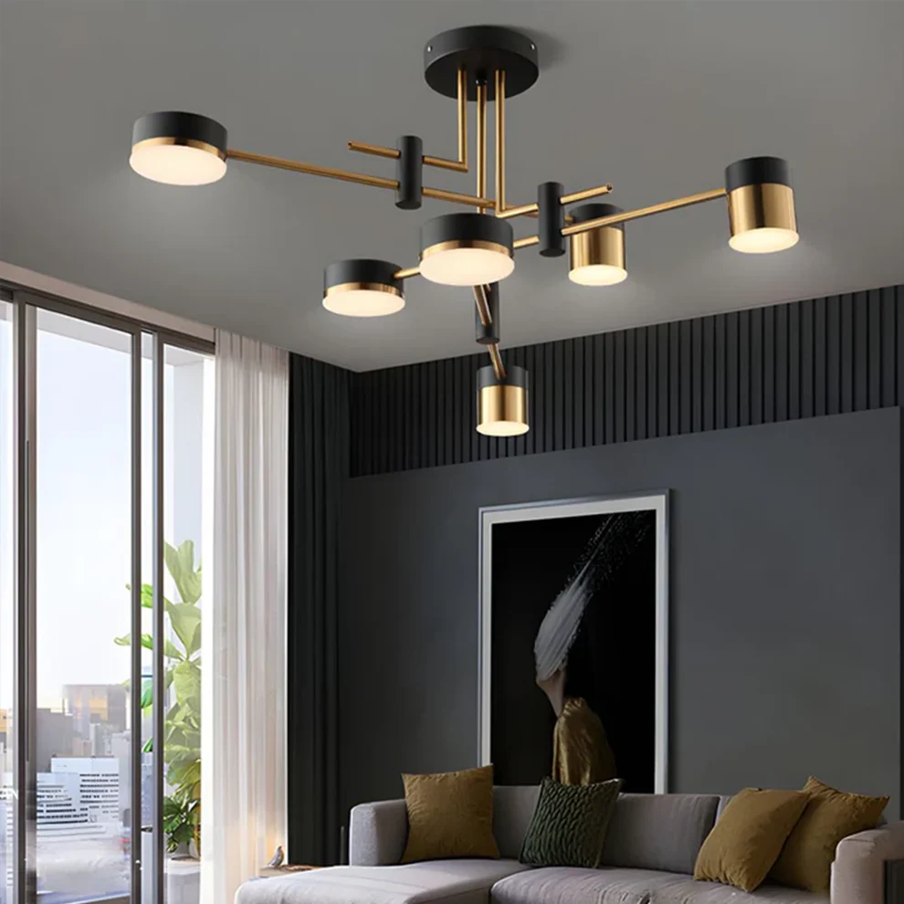 Modern Black & Gold LED Ceiling Light | Flush Mount Fixture with 3 Colour Temperatures