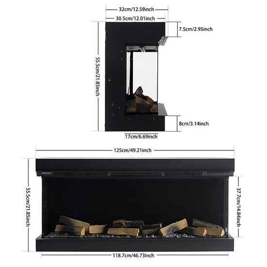 3-Sided Panoramic Smart Electric Fireplace with Customizable Flame & Heating Control Living and Home 