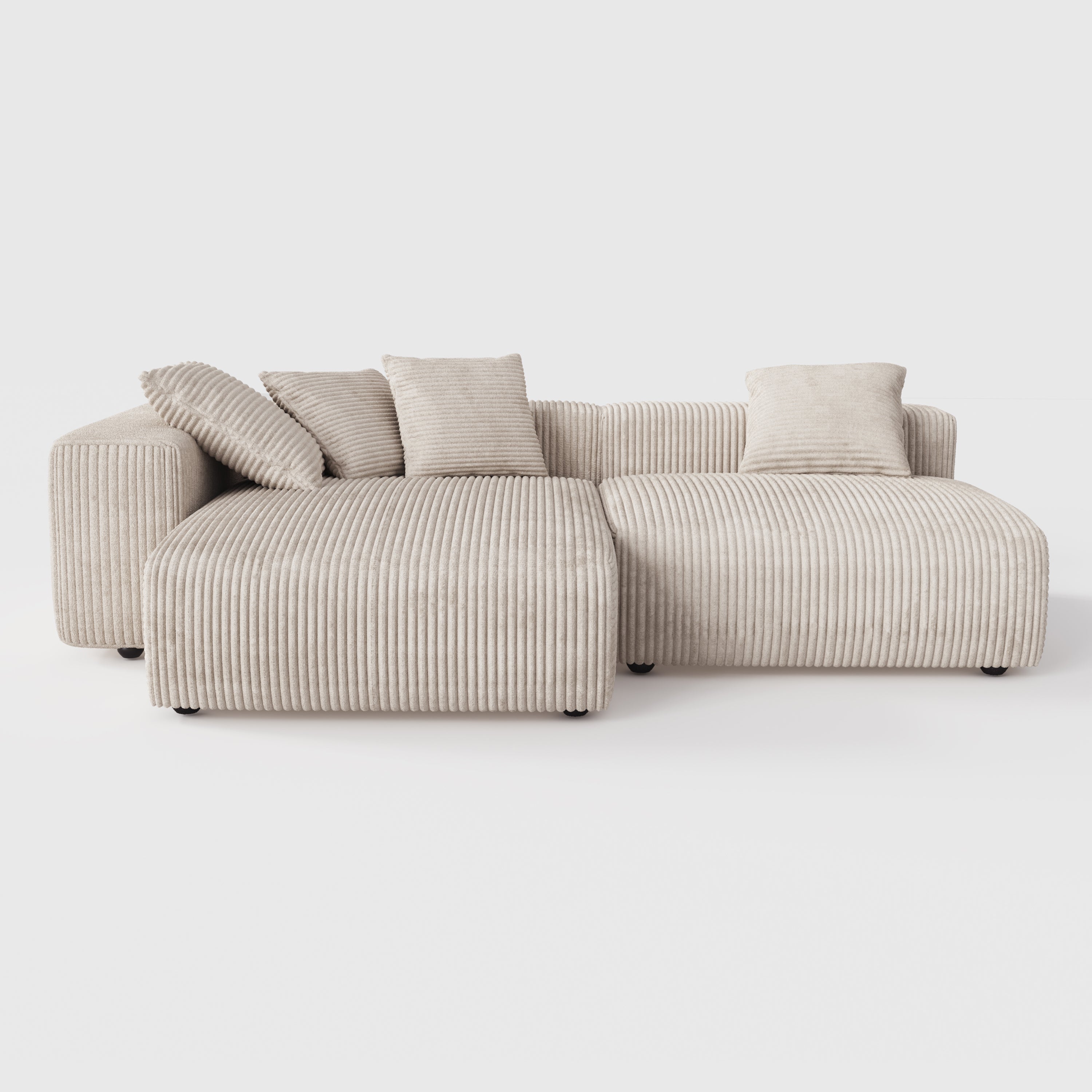 Corduroy Modular Wide Seat Chaise Sofa Block