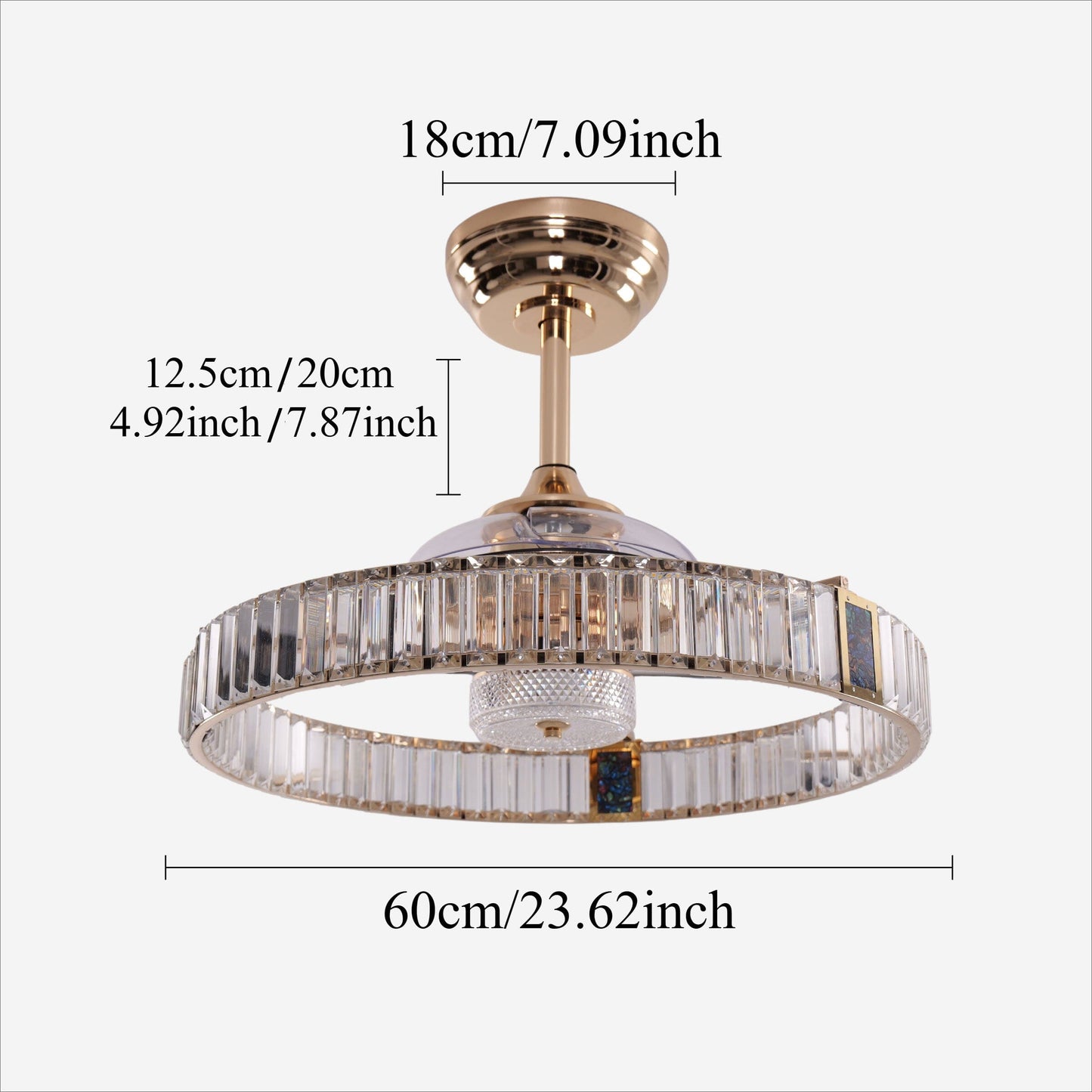 Lightsin Elegant Gold Silent Ceiling Fan Lamp with Crystal Accent Lightsin UK 