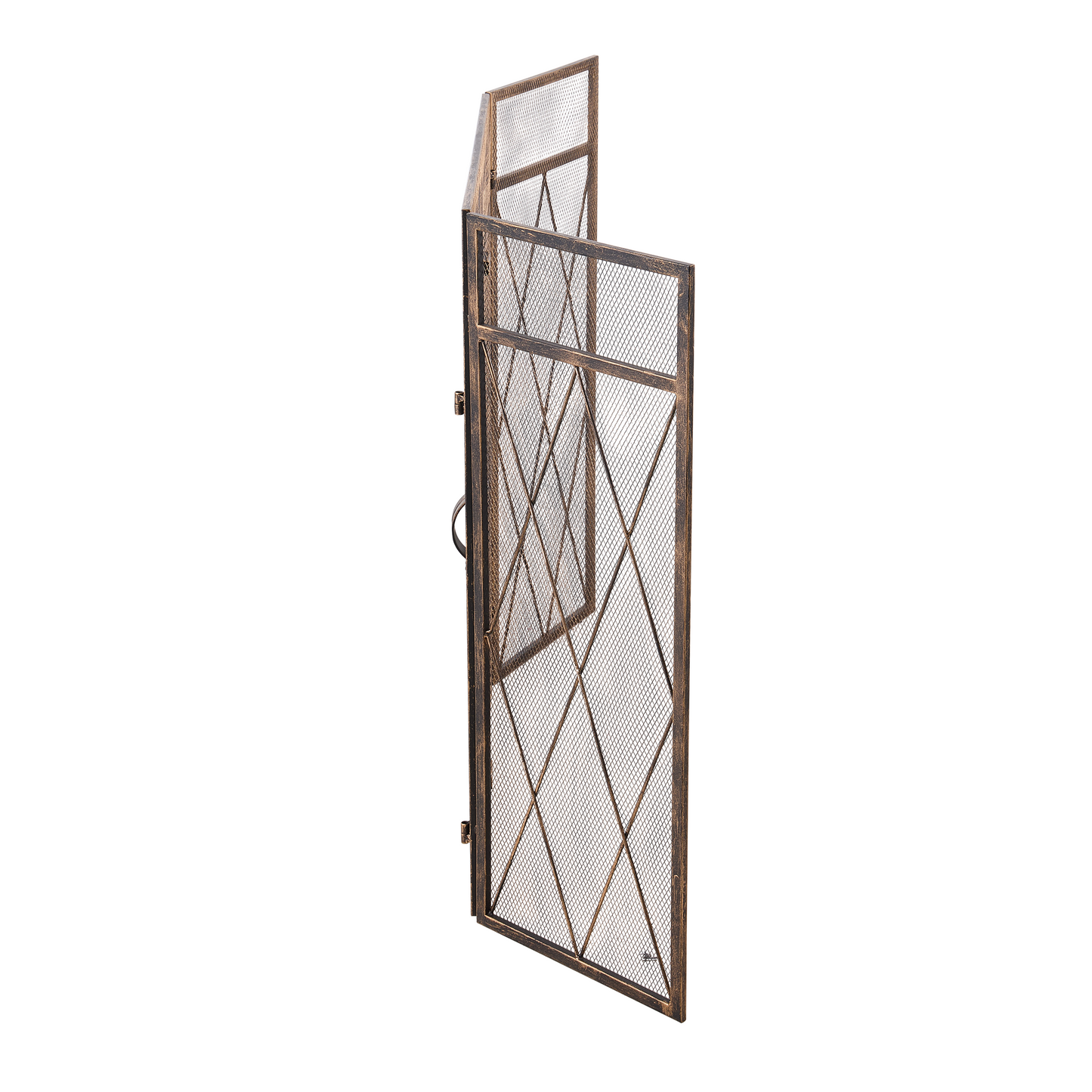 Smallbee Triple-Fold Iron Fireplace Screen Antique Copper Powder Coated – 127x13x81cm
