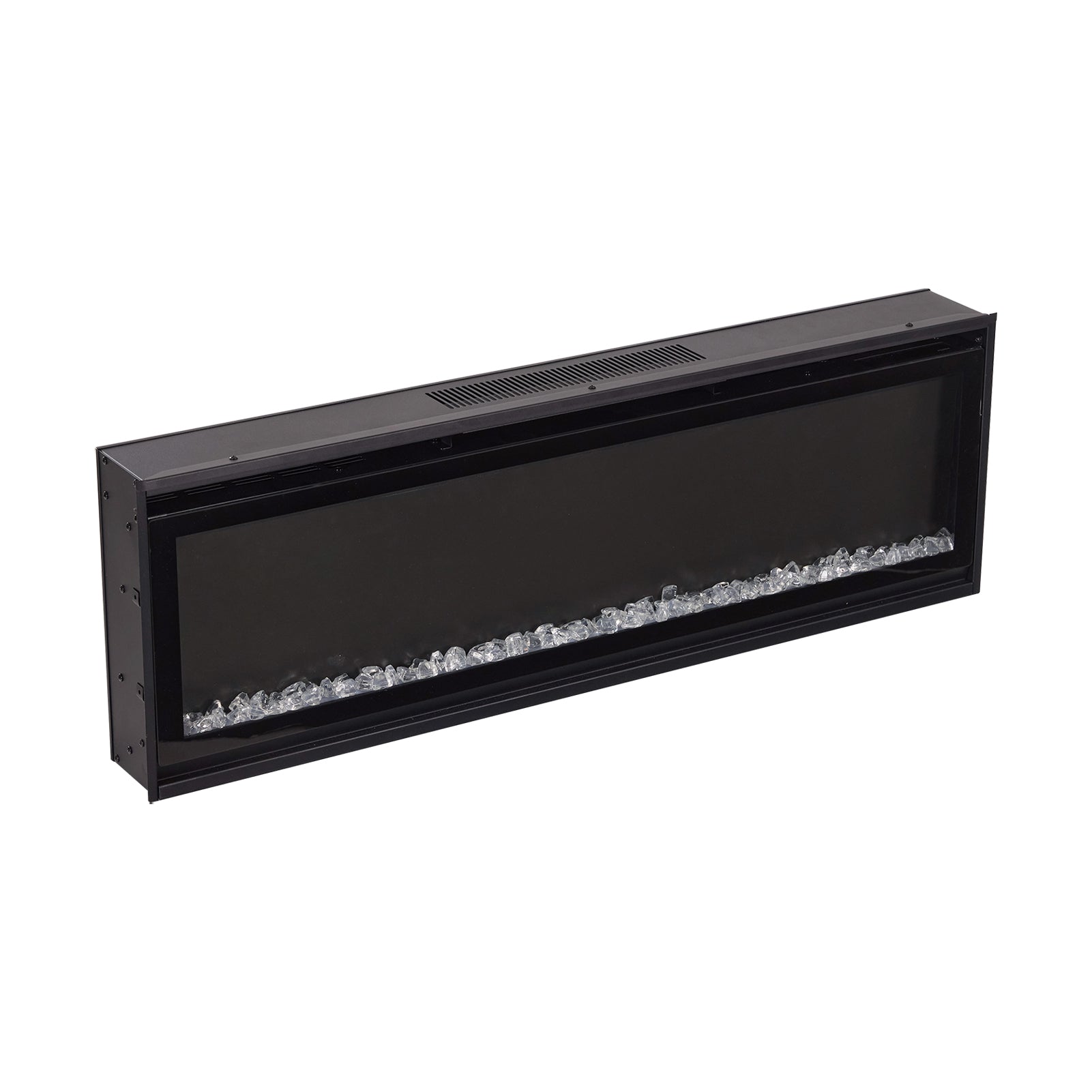 Smallbee 40/50/60inch Black Wall Mounted & Recessed Electric Fireplace with Adjustable Flame & Brightness
