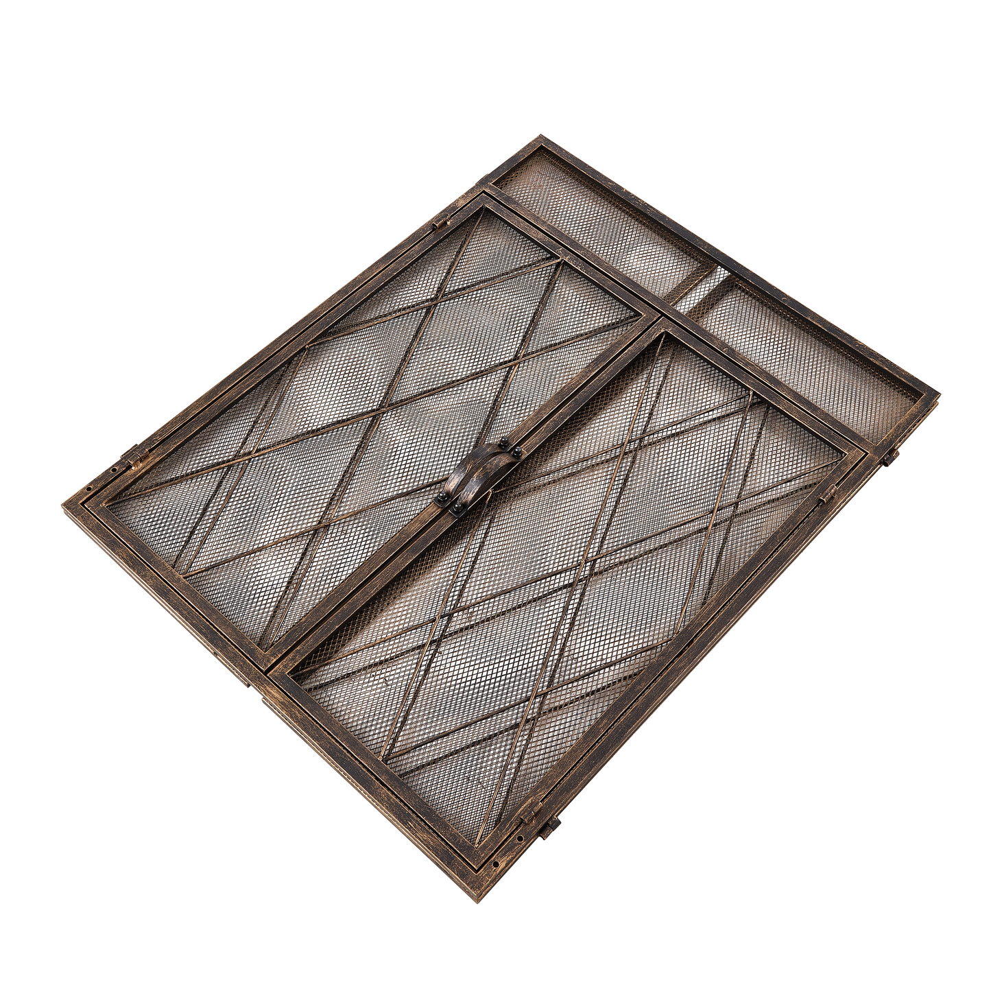 Smallbee Triple-Fold Iron Fireplace Screen Antique Copper Powder Coated – 127x13x81cm