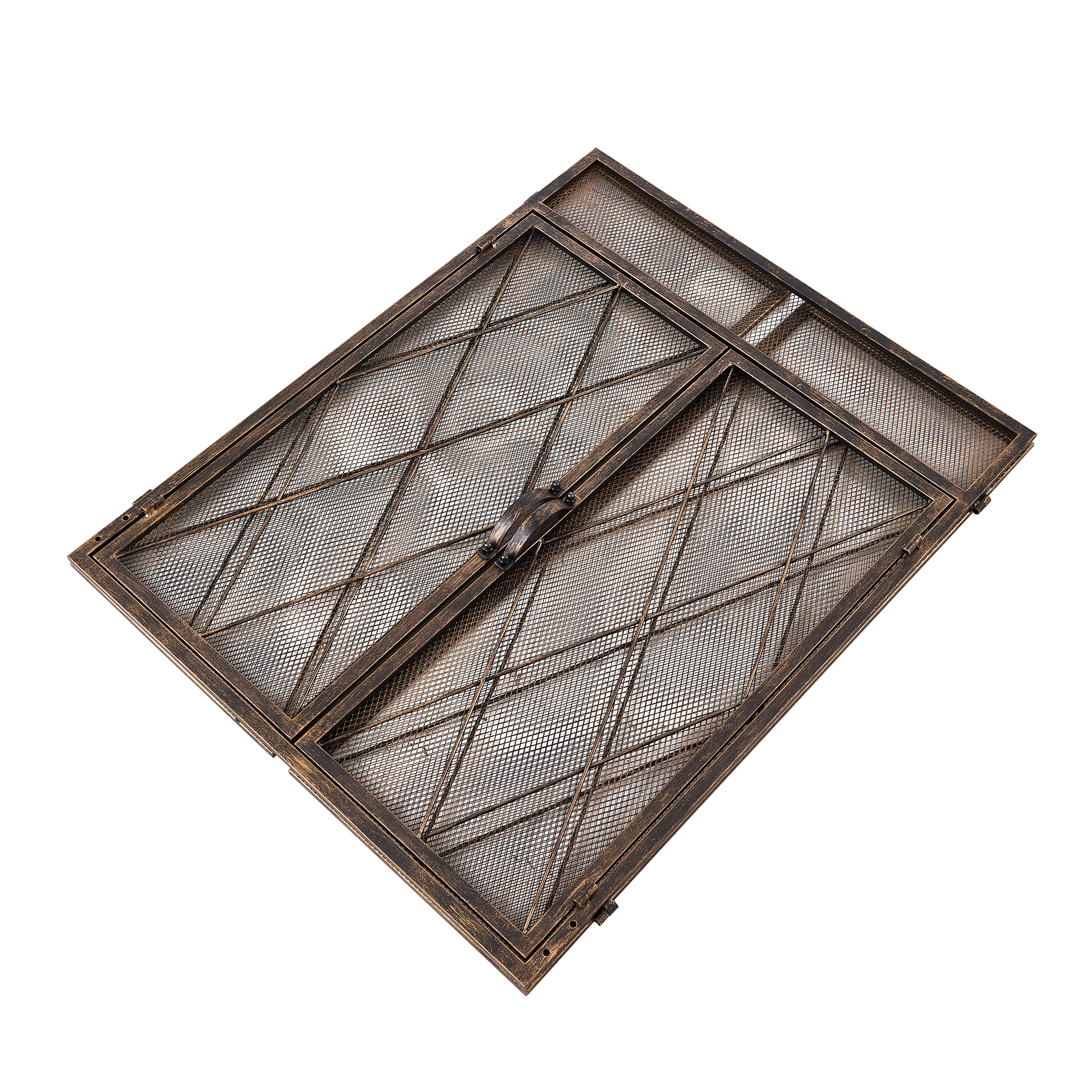 Smallbee Triple-Fold Iron Fireplace Screen Antique Copper Powder Coated – 127x13x81cm
