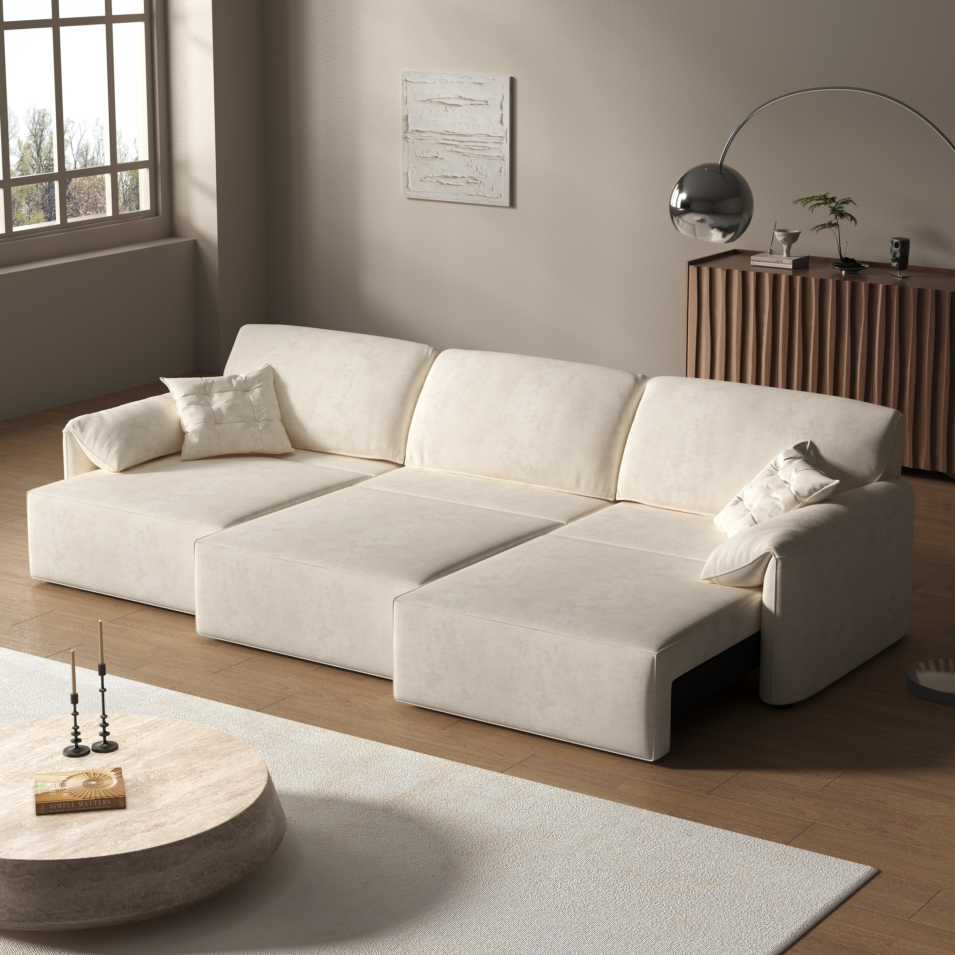 Convenient Remote Control Modular Chaise Sofa Bed