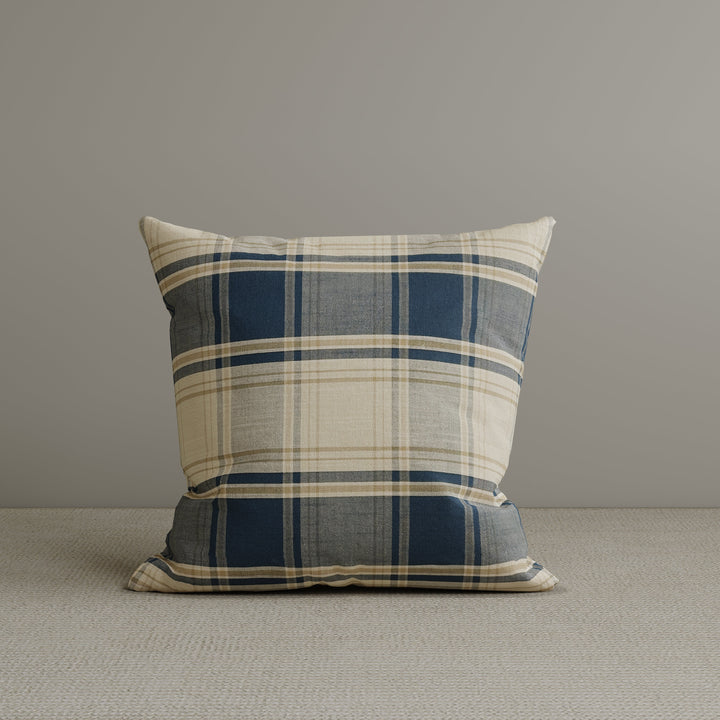 Square Exclusive Design Cushion in Dark Blue Checkered Cotton Linen, 45*45CM