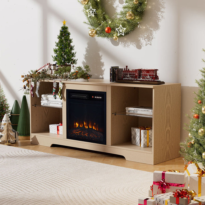 Smallbee Fireplace Cabinet with 18inch Electric Fire | Touchscreen-enabled, remote-controlled, timer-operated