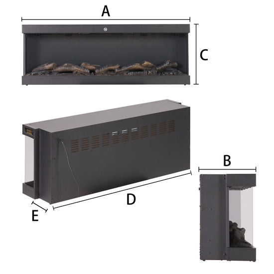 Smallbee 42/48/56/72inch 3-Sided Black/White Electric Fireplace with Remote Control, WiFi Function, Adjustable LED Flames and Heating Modes