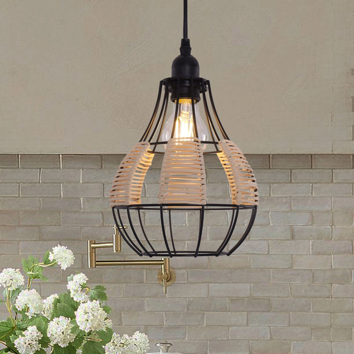 Lightsin Basketweave Rattan Pendant Light for Cozy Earthy Elegance Lightsin UK 