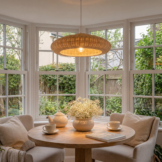 Japanese Shell-Inspired Rattan Pendant Light Natural Serenity