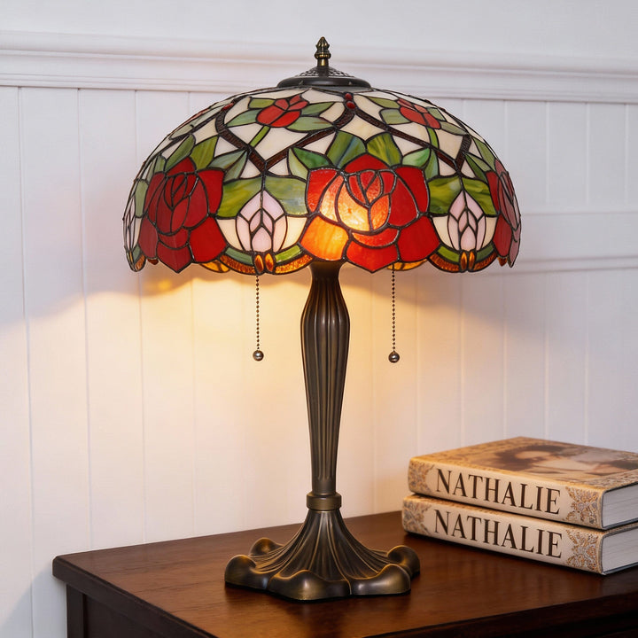 Lightsin Tiffany Table Lamp | Handcrafted Stained Glass Rose Series Lightsin UK 