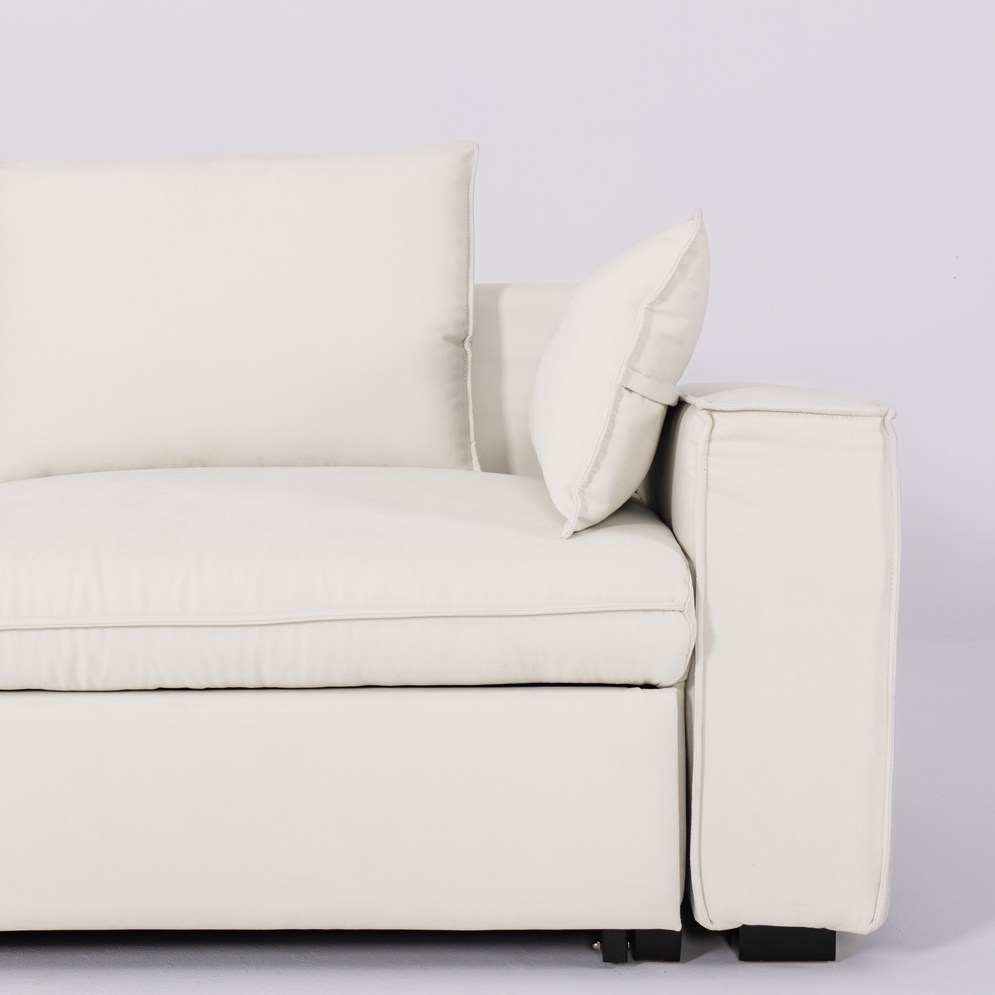 Cottonfy Creamy Tofu Block Pullout Sofa Bed with Storage