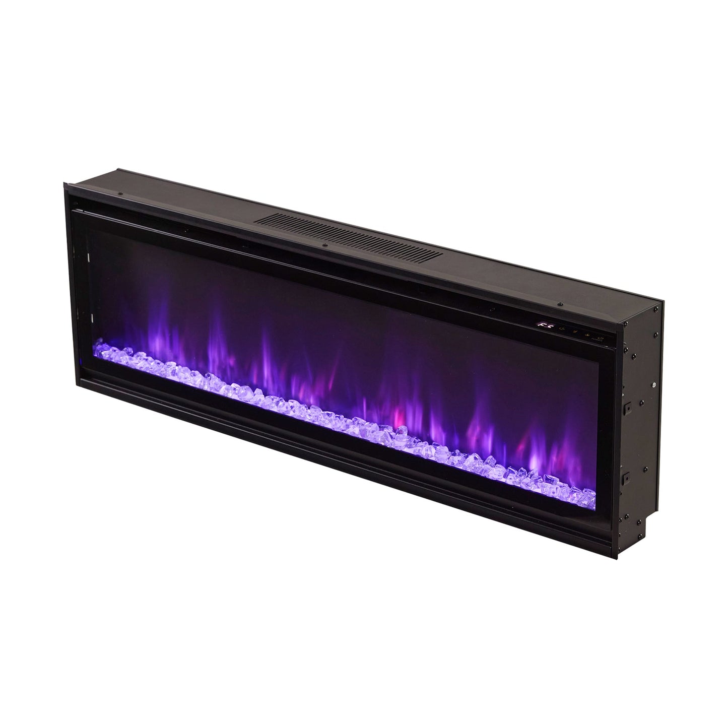 Smallbee 40/50/60inch Black Wall Mounted & Recessed Electric Fireplace with Adjustable Flame & Brightness