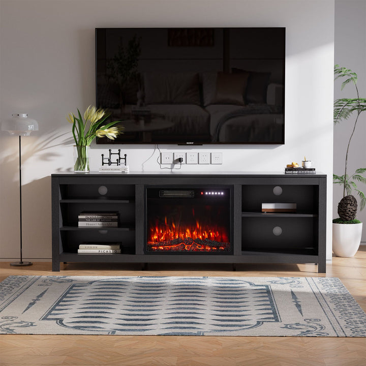 Smallbee Large Electric Fireplace TV Stand with 23Inch Fireplace | 12 Flame Colours, Remote Control