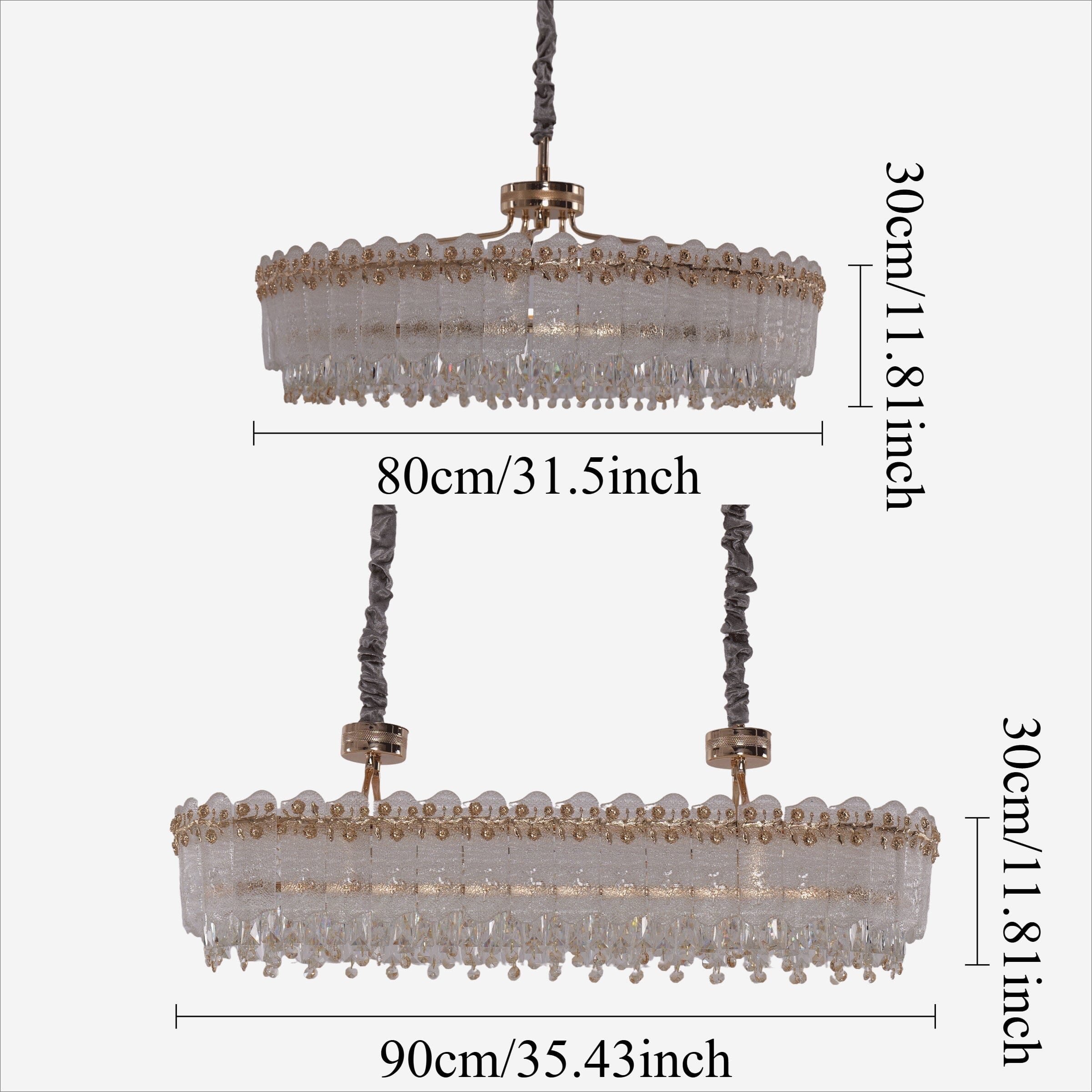 Lightsin Contemporary Crystal Pendant Light Oval and Round Dimmable Ceiling Fixture for Living Room and Hall Lightsin UK 