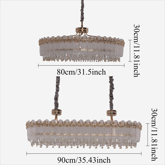 Lightsin Contemporary Crystal Pendant Light Oval and Round Dimmable Ceiling Fixture for Living Room and Hall Lightsin UK 