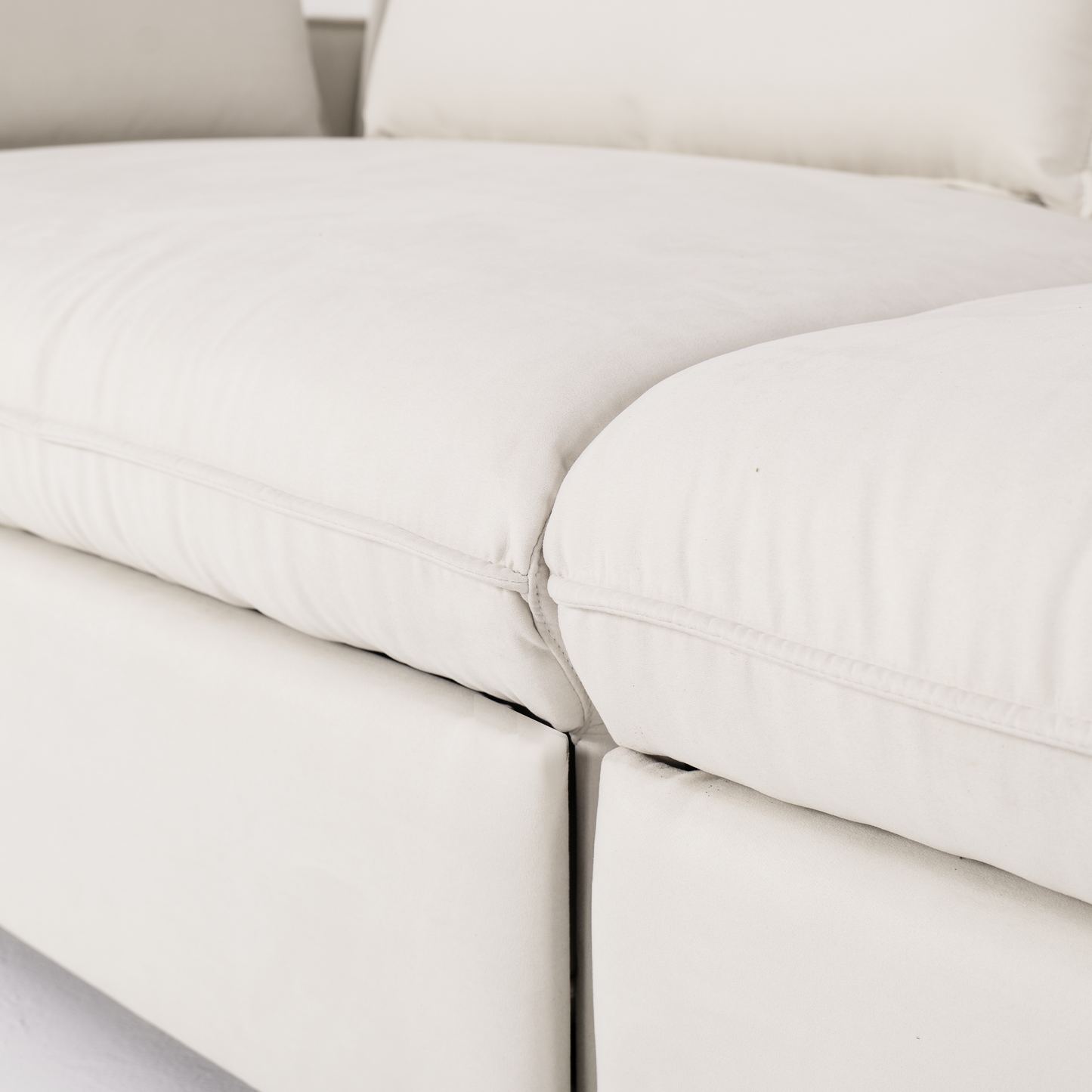 Cottonfy Creamy Tofu Block Pullout Sofa Bed with Storage