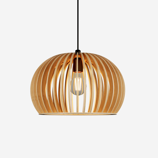 Shadome-Natural Wood Pumpkin Pendant Light Eco Friendly Rustic Hanging Lamp for Home Decor