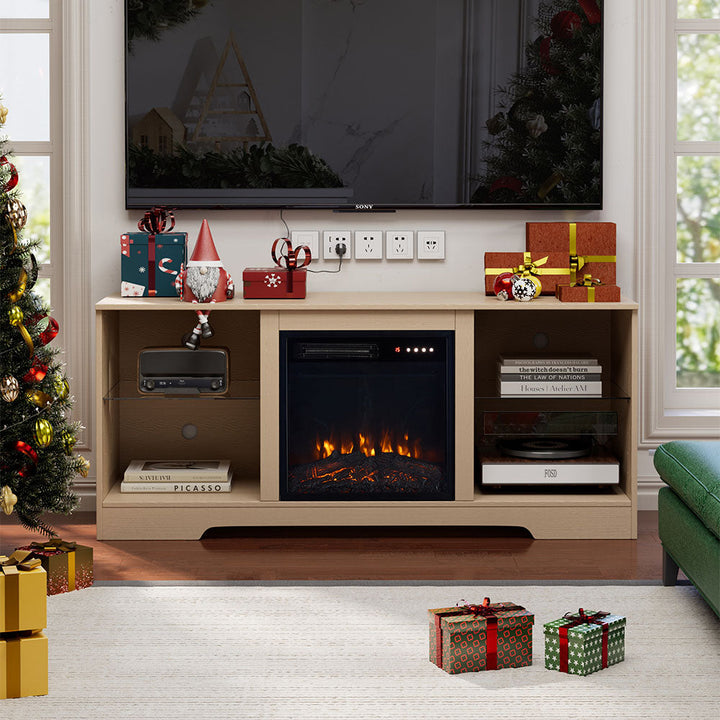 Smallbee Fireplace Cabinet with 18inch Electric Fire | Touchscreen-enabled, remote-controlled, timer-operated