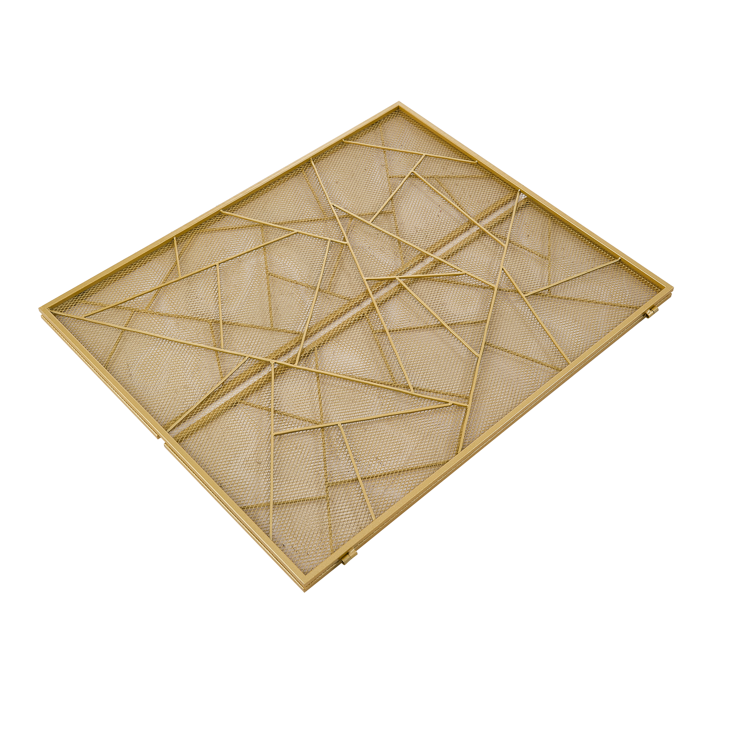 Smallbee Triple-Fold Iron Fireplace Screen Gold Frame – 132x1x80cm