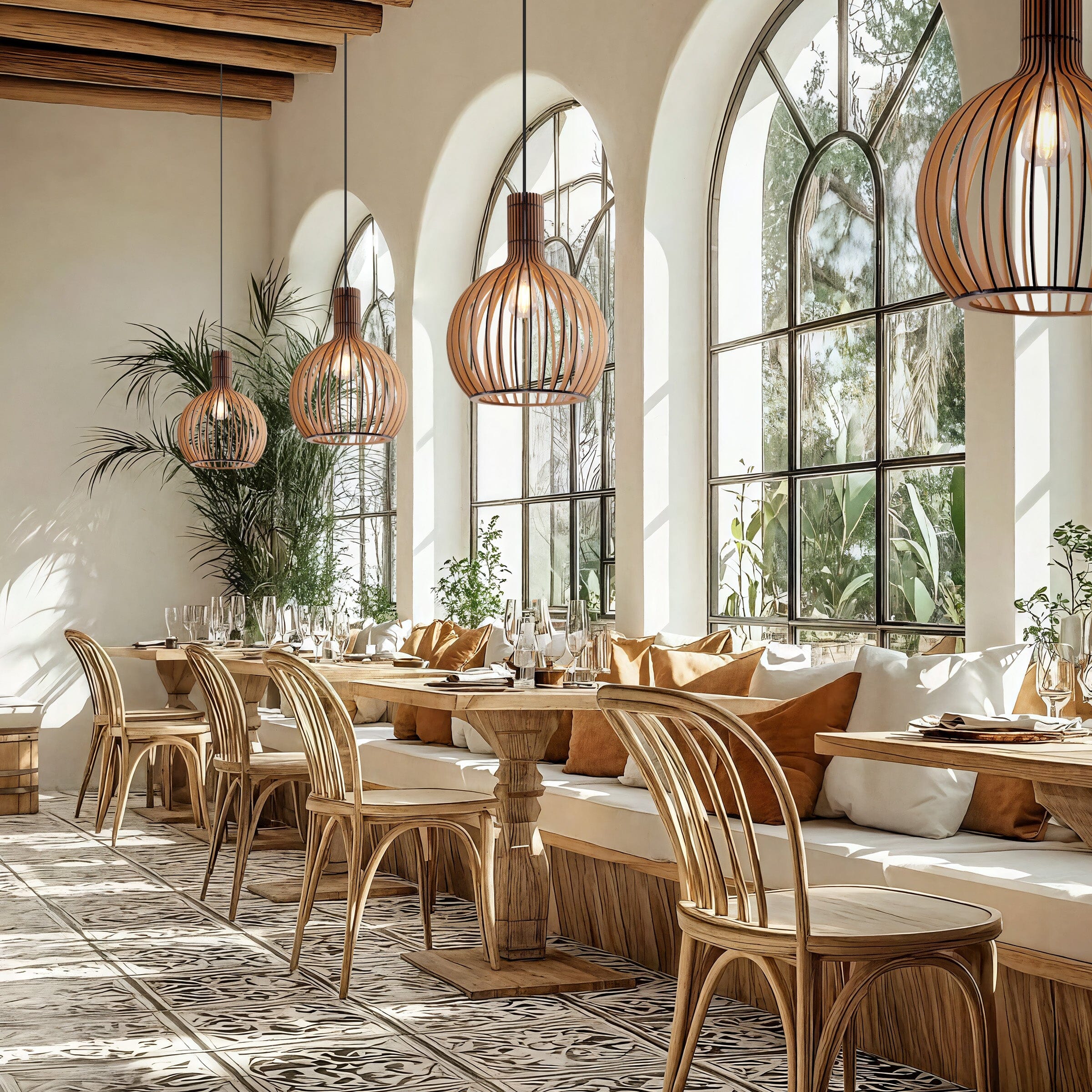 Lightsin Scandinavian LED Wooden Birdcage Pendant Light Lightsin UK 