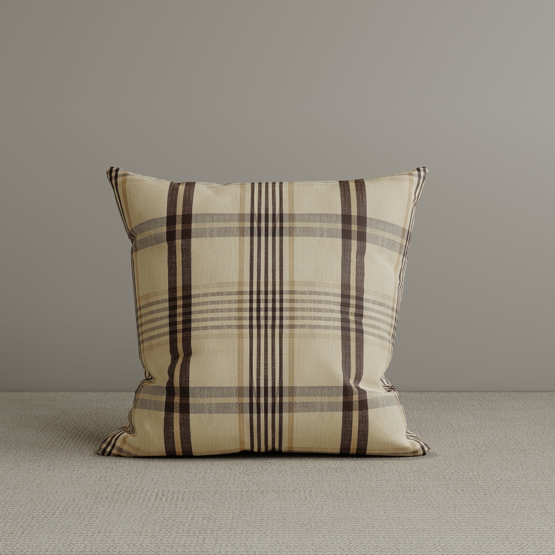 Square Exclusive Design Cushion in Cocoa Comfort Checkered Cotton Linen, 45*45CM