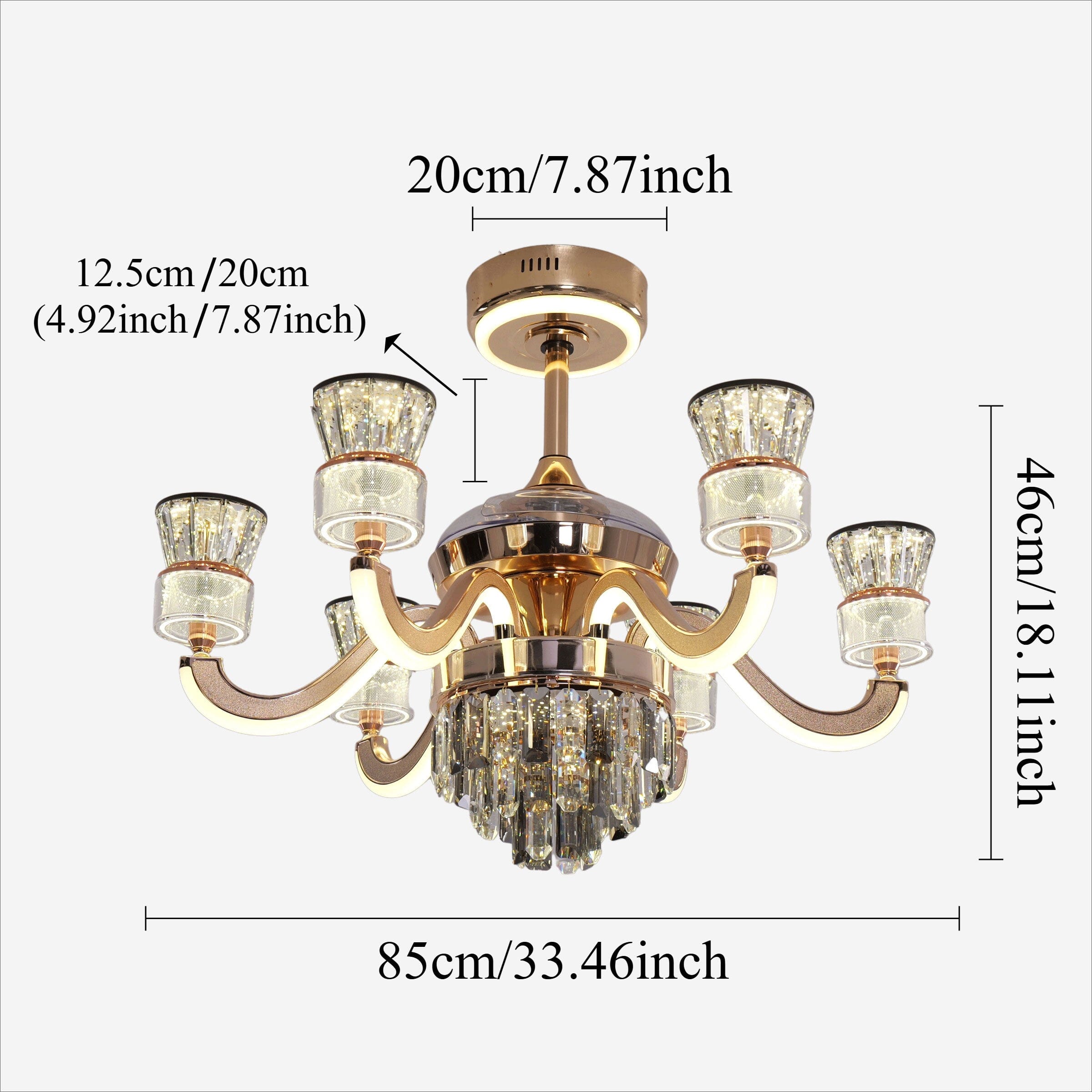 Lightsin Luxurious Palace Crystal Ceiling Fan with LED Color Changing Light Lightsin UK 