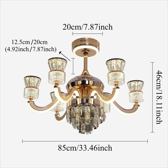 Lightsin Luxurious Palace Crystal Ceiling Fan with LED Color Changing Light Lightsin UK 