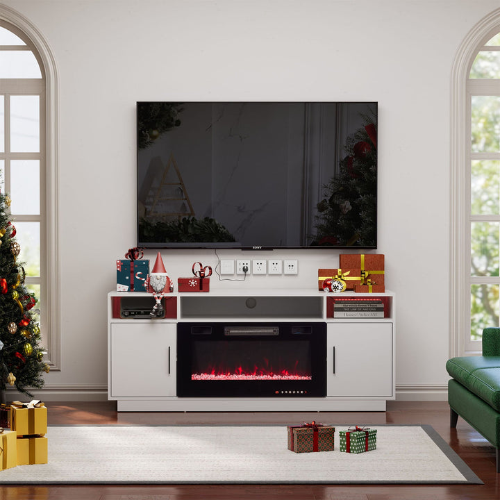 Smallbee 30Inch Electric Fireplace with TV Stand | Large Media Cabinet with 24 Colour Options