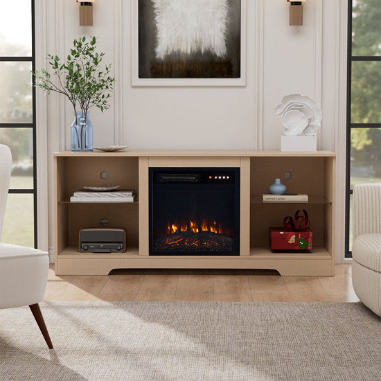 Smallbee Fireplace Cabinet with 18inch Electric Fire | Touchscreen-enabled, remote-controlled, timer-operated