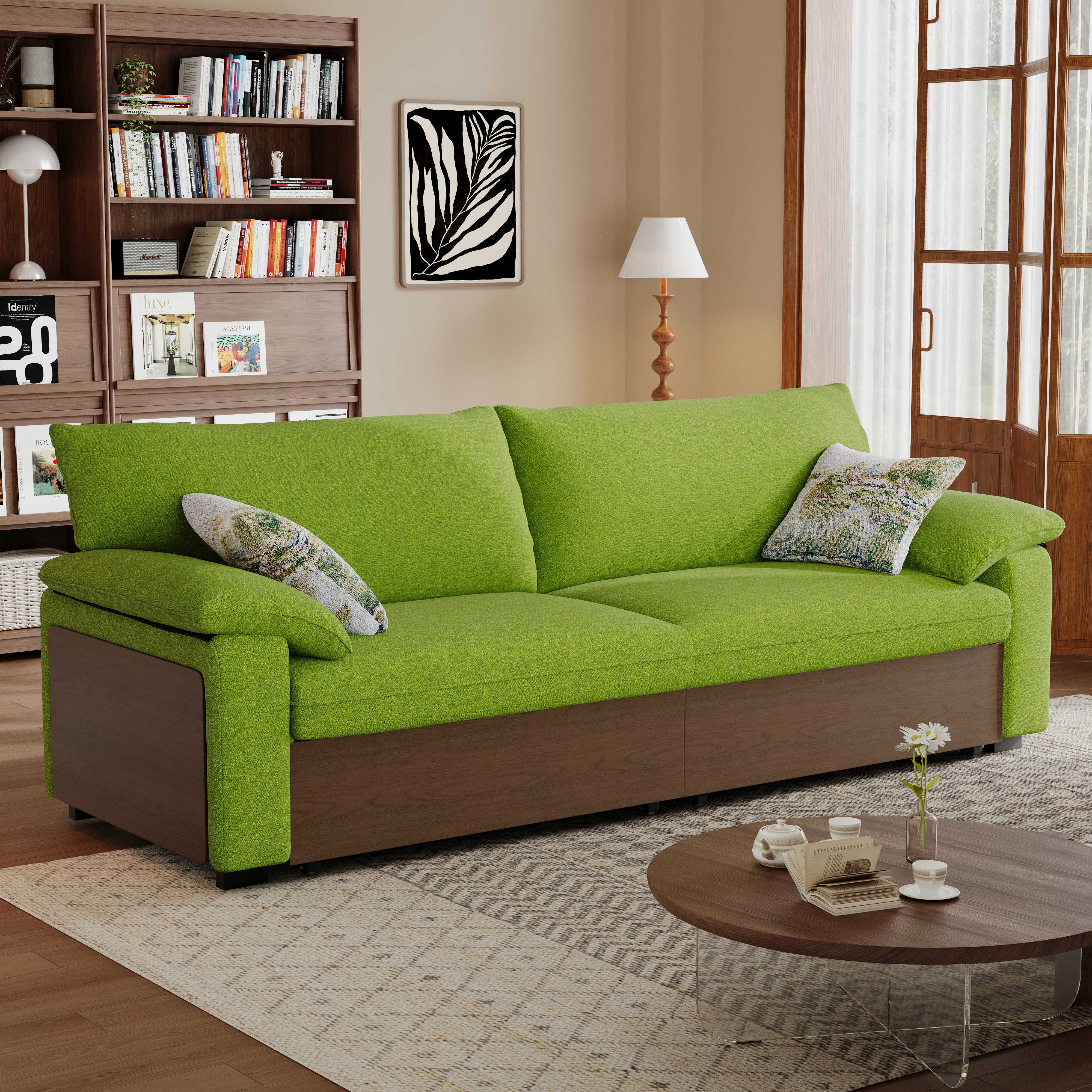 Luxurious Solid Wood Versatile 2-seater Pull Out Sofa Bed