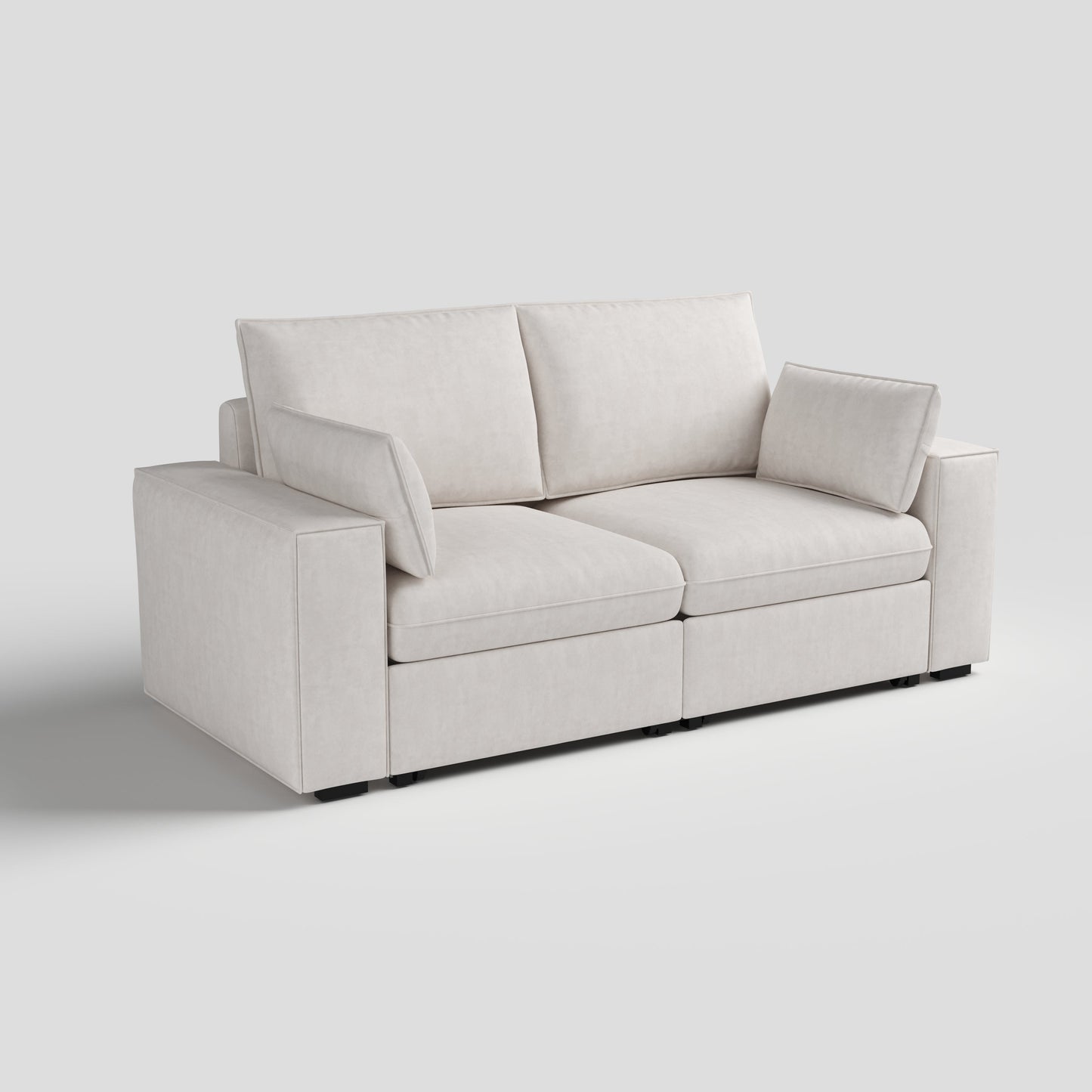 Cottonfy Creamy Tofu Block Pullout Sofa Bed with Storage