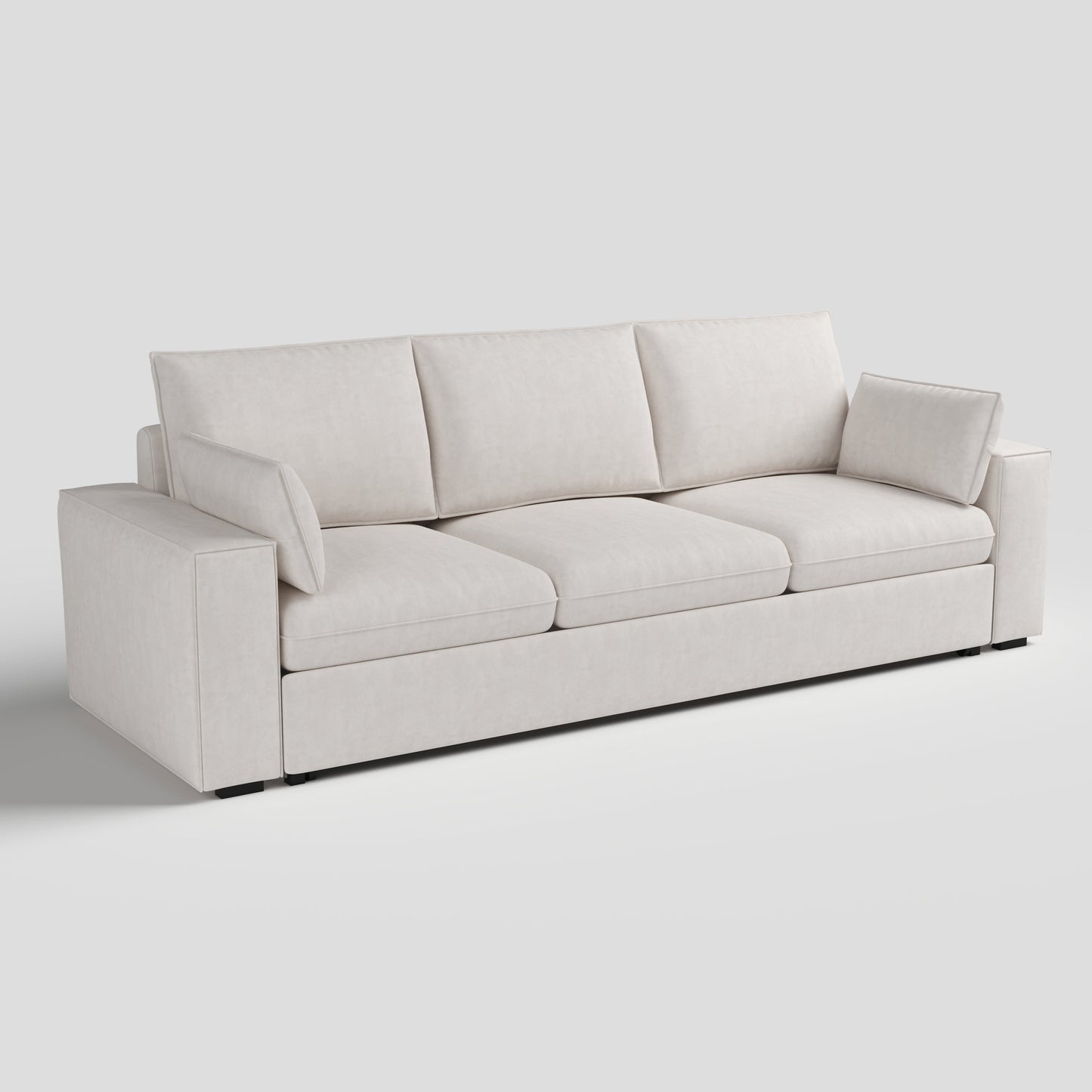 Cottonfy Creamy Tofu Block Pullout Sofa Bed with Storage