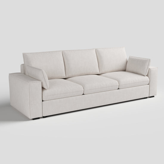 Cottonfy Creamy Tofu Block Pullout Sofa Bed with Storage