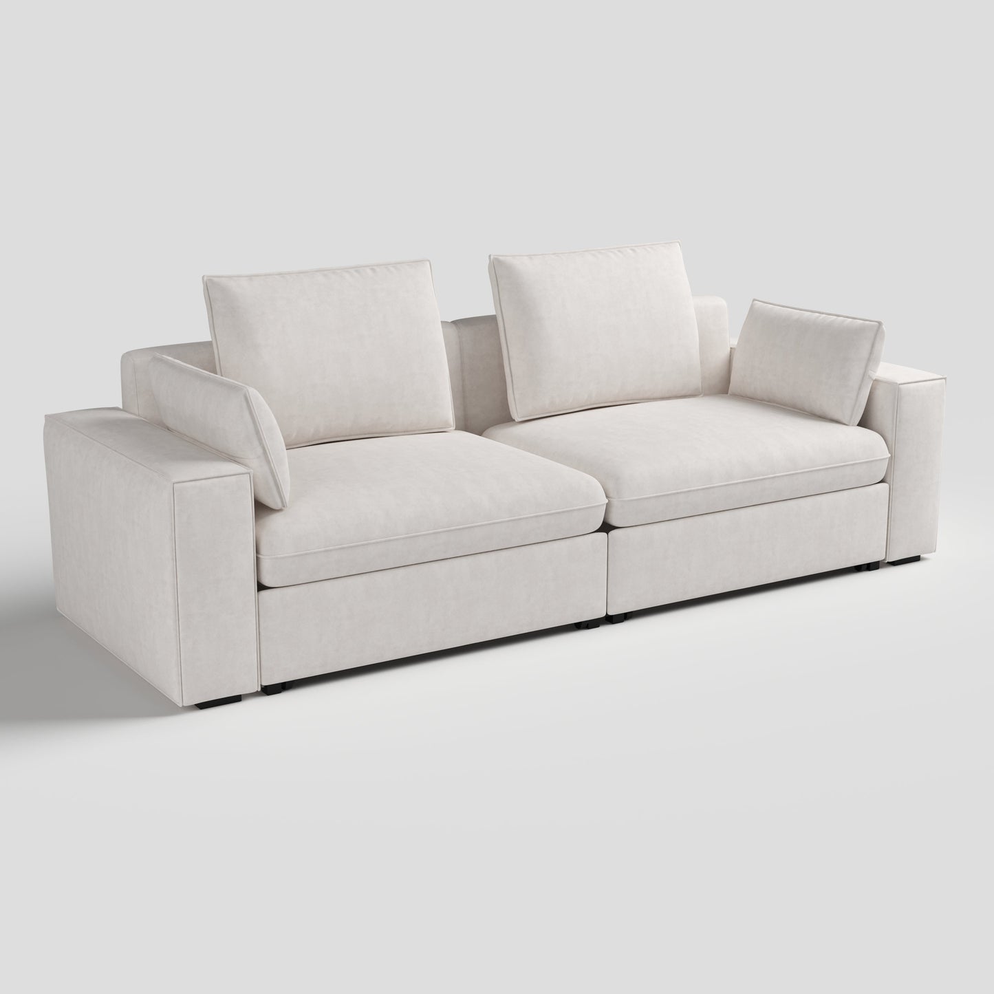 Cottonfy Creamy Tofu Block Pullout Sofa Bed with Storage