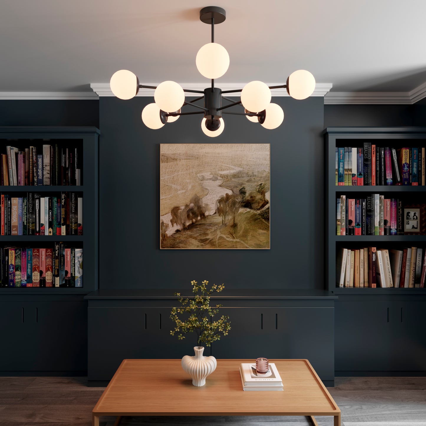 Cumulus - Modern Metal Chandelier Tubular Design Chandelier with LED White Shade