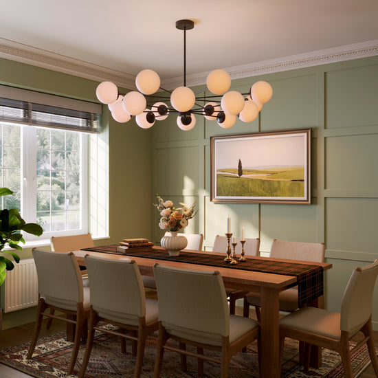 Cumulus - Modern Metal Chandelier Tubular Design Chandelier with LED White Shade