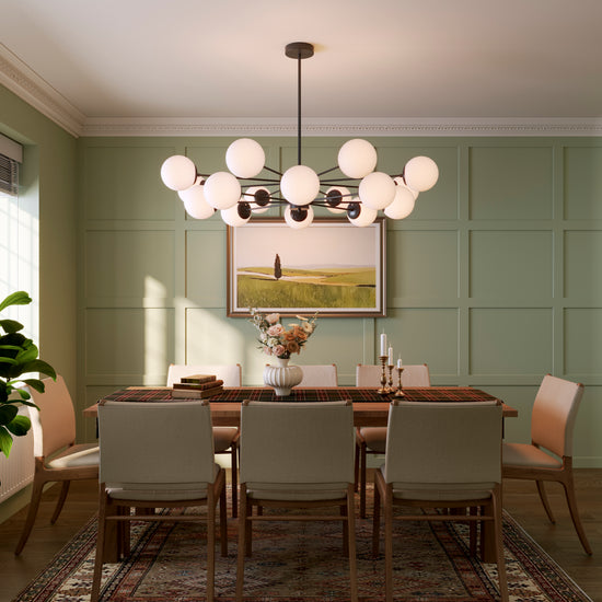 Cumulus - Modern Metal Chandelier Tubular Design Chandelier with LED White Shade