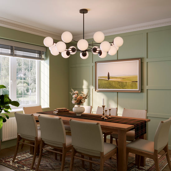 Cumulus - Modern Metal Chandelier Tubular Design Chandelier with LED White Shade