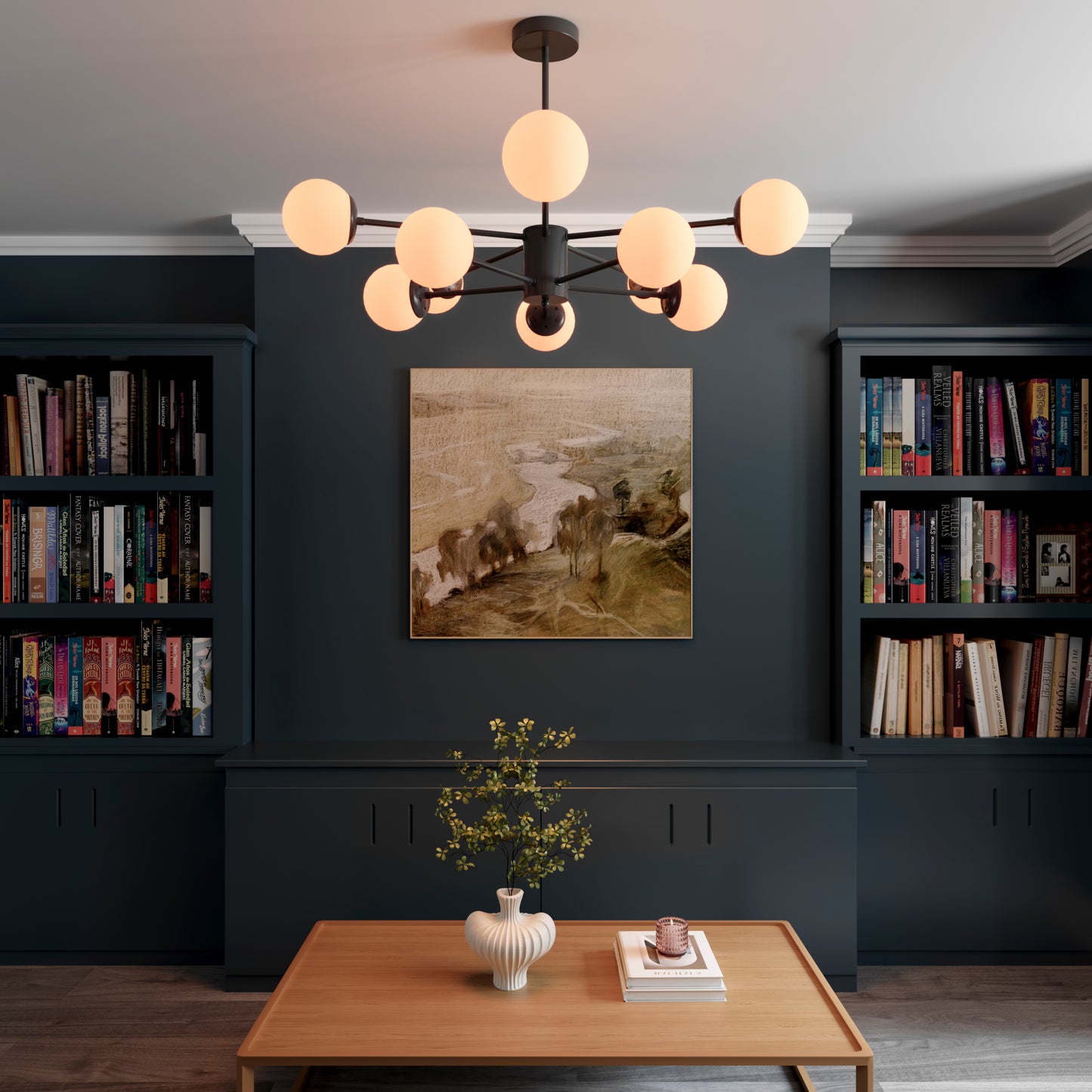 Cumulus - Modern Metal Chandelier Tubular Design Chandelier with LED White Shade