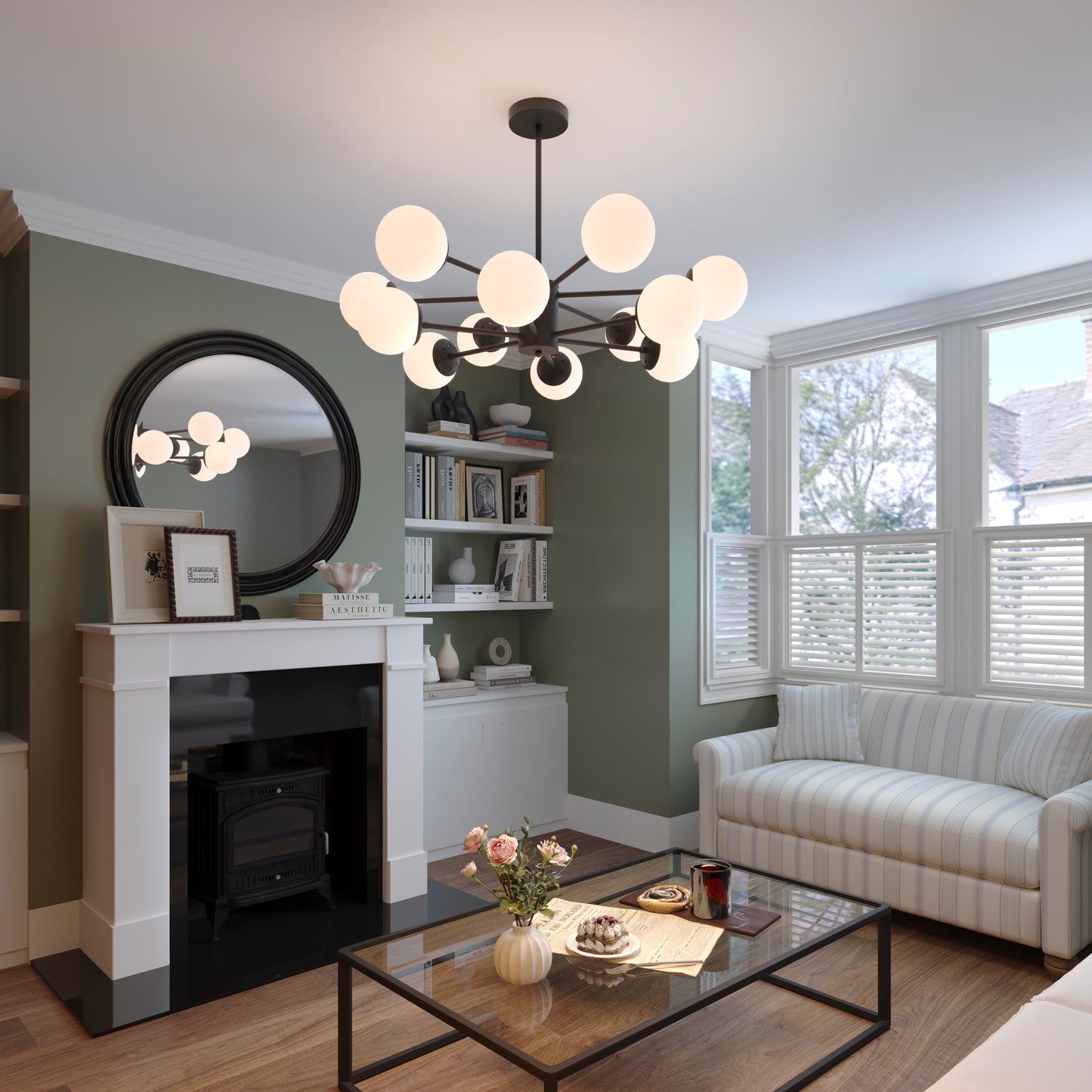 Cumulus - Modern Metal Chandelier Tubular Design Chandelier with LED White Shade