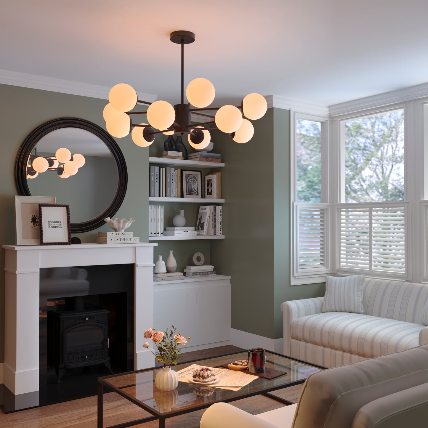 Cumulus - Modern Metal Chandelier Tubular Design Chandelier with LED White Shade
