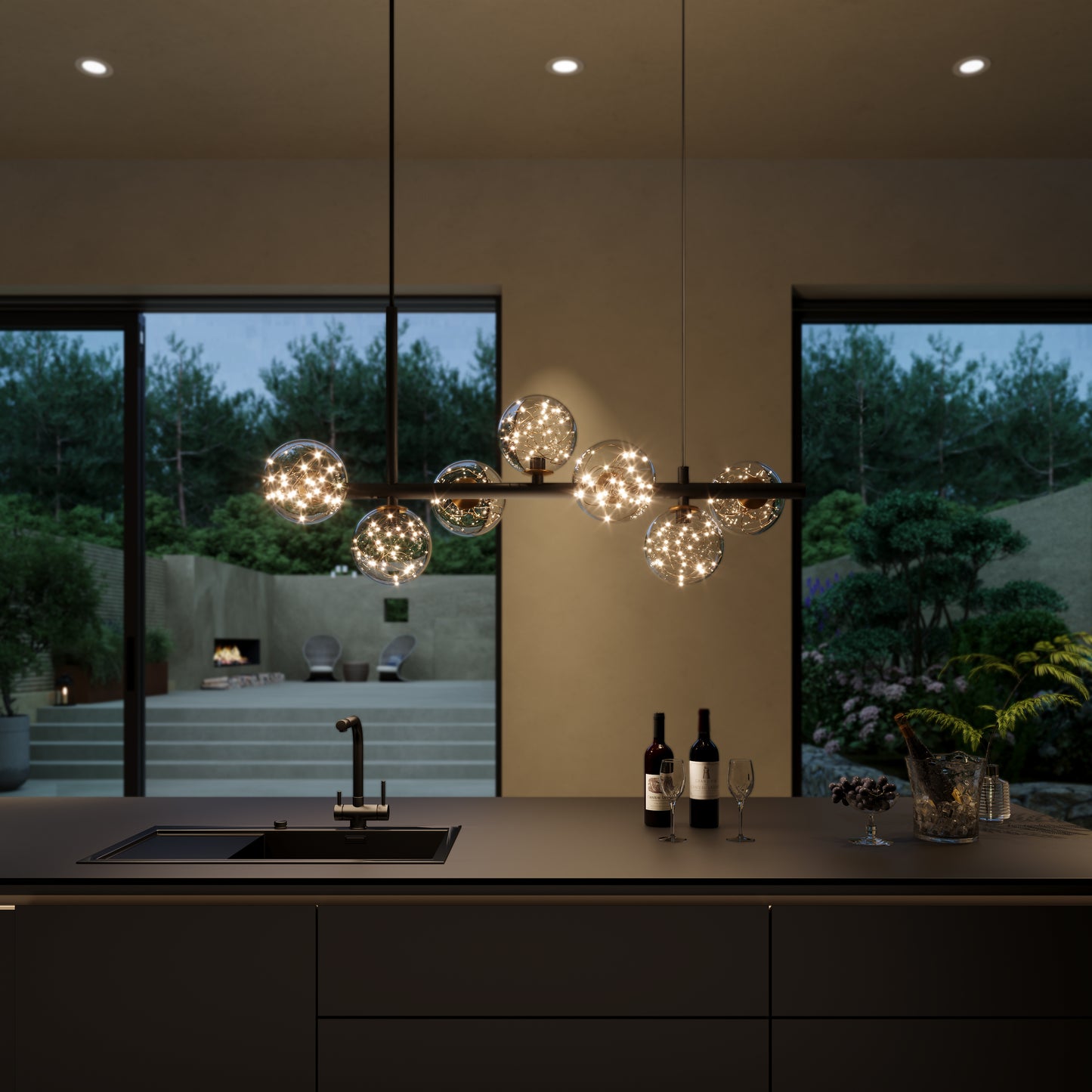 Cumulus - Modern Metal Chandelier with LED Starry Sky Effect