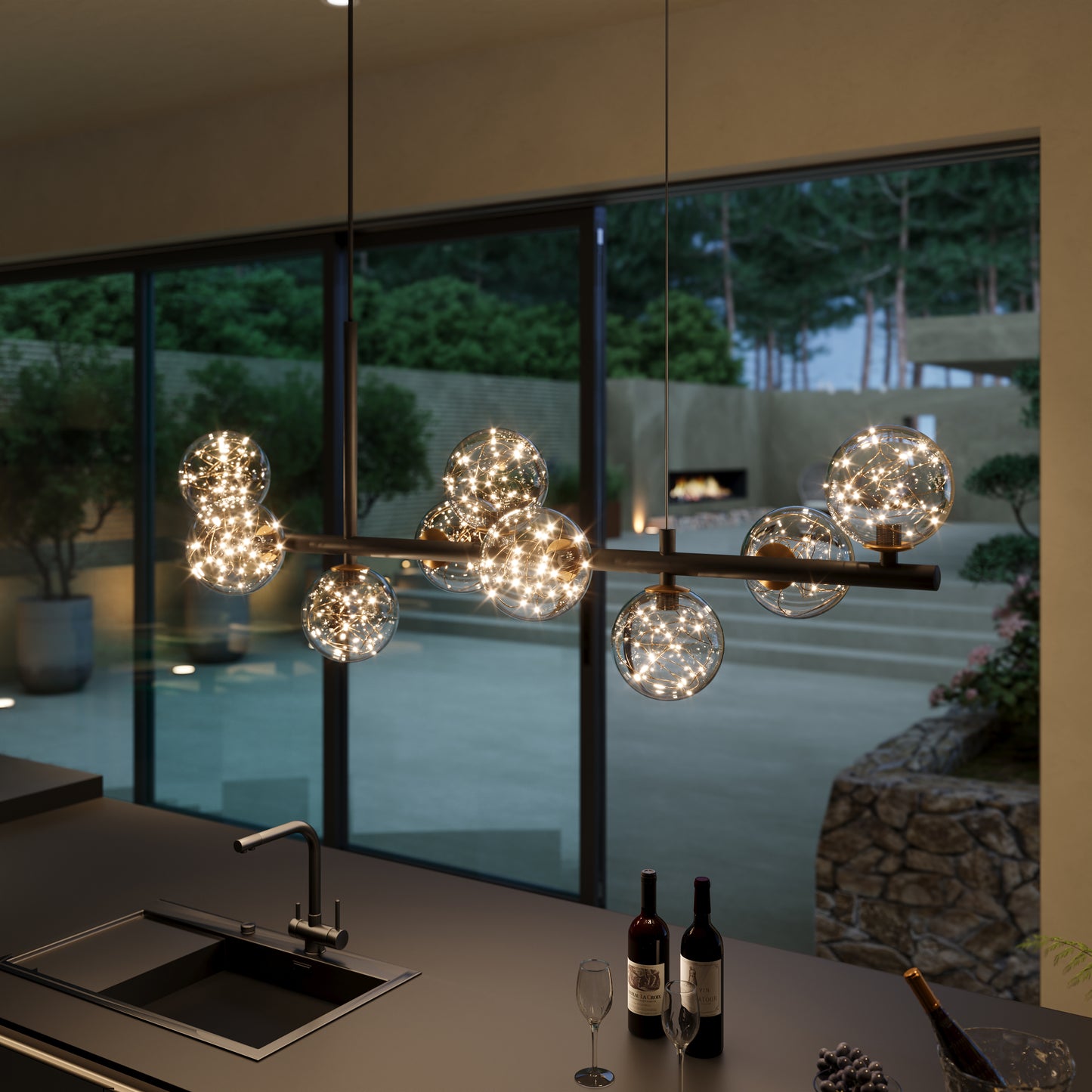 Cumulus - Modern Metal Chandelier with LED Starry Sky Effect