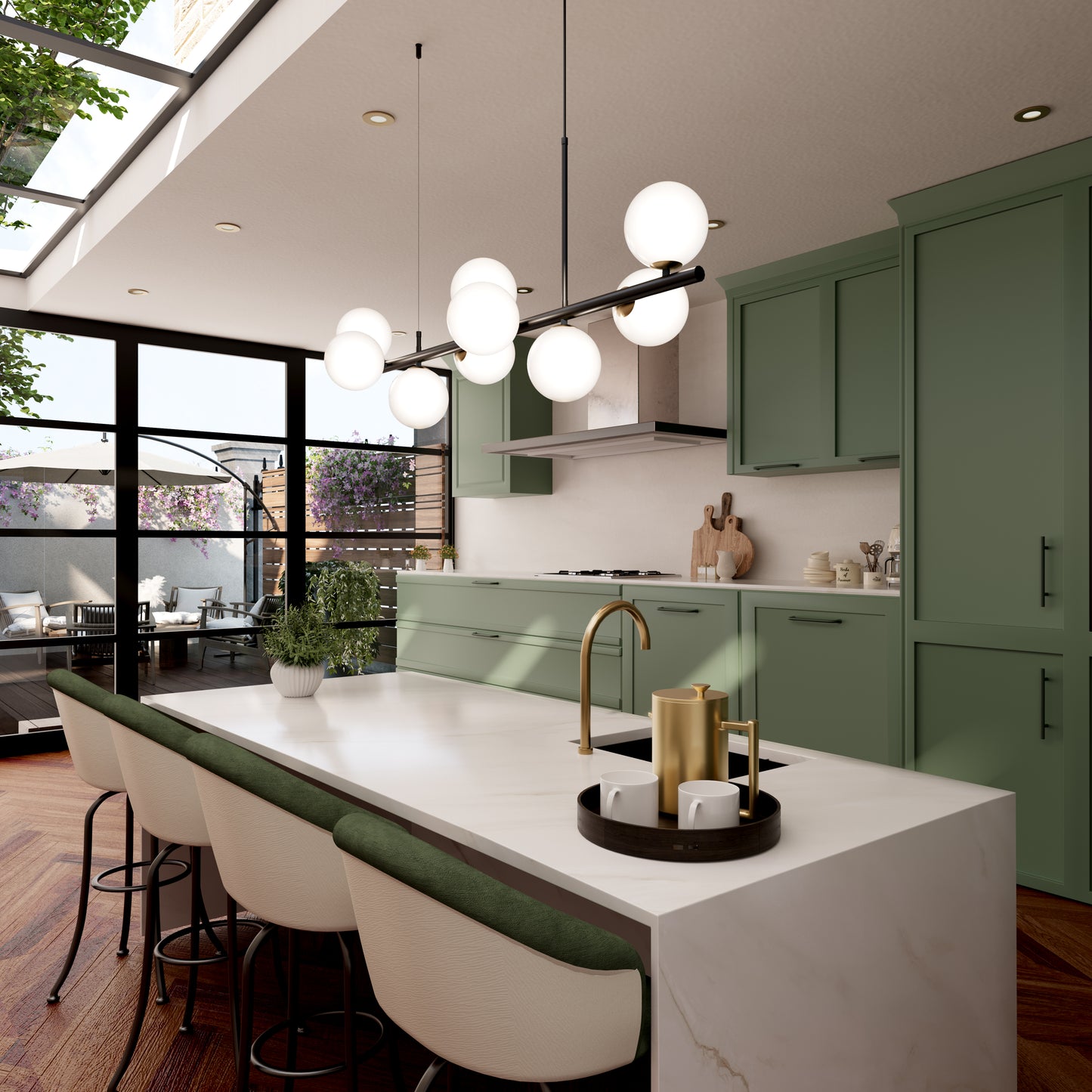 Cumulus - Modern Metal Chandelier with LED White Shade