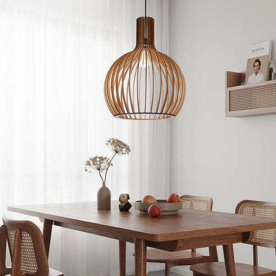 Lightsin Scandinavian LED Wooden Birdcage Pendant Light Lightsin UK 